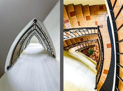 Stiegenhaus/Treppenhaus in der Hundertwasser-Therme Bad Blumau, Österreich