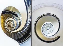 Stiegenhaus/Treppenhaus im Gesundheitszentrum Instituto Universitario Barraquer in Barcelona, Spanien