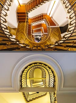 Stiegenhaus/Treppenhaus im Hotel Krafft in Basel, Schweiz