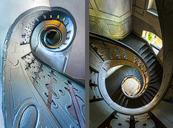 Stiegenhaus/Treppenhaus in einem Wohnhaus in Berlin, Deutschland