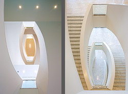 Stiegenhaus/Treppenhaus im Ludwig Múzeum in Budapest, Ungarn