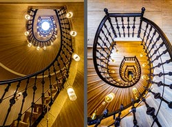 Stiegenhaus/Treppenhaus im Aria Hotel in Budapest, Ungarn