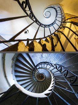 Stiegenhaus/Treppenhaus in einem Wohnhaus in Budapest, Ungarn