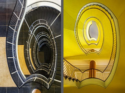 Stiegenhaus/Treppenhaus im BSZ für Elektrotechnik in Dresden, Deutschland