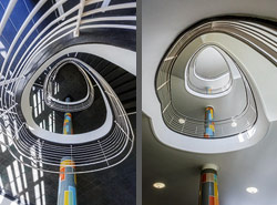 Stiegenhaus/Treppenhaus in einem Bildungshaus in Dresden, Deutschland