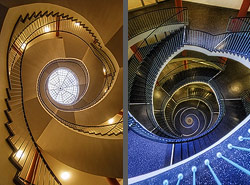 Stiegenhaus/Treppenhaus in einem Bildungshaus in Dresden, Deutschland