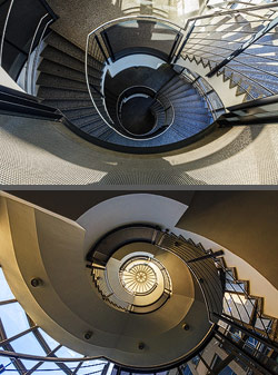 Stiegenhaus/Treppenhaus in einem Bildungshaus in Dresden, Deutschland