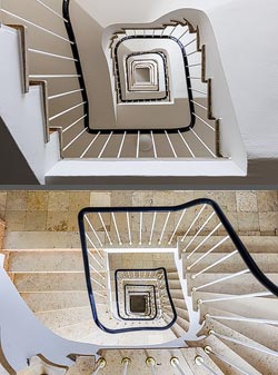 Stiegenhaus/Treppenhaus in einem Wohnhaus in Düsseldorf, Deutschland