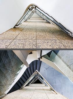 Stiegenhaus/Treppenhaus in einem Bürogebäude in Düsseldorf, Deutschland