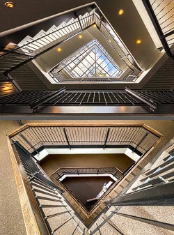 Stiegenhaus/Treppenhaus im Rathaus von Erftstadt, Deutschland