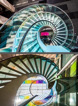 Stiegenhaus/Treppenhaus in der Universität Uni Mail in Genf, Schweiz