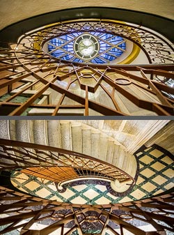 Stiegenhaus/Treppenhaus in einer Passage in Genf, Schweiz