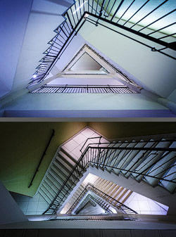 Stiegenhaus/Treppenhaus im Princes Square Shopping Centre in Glasgow, Schottland