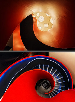 Stiegenhaus/Treppenhaus im citizenM Hotel in Glasgow, Schottland