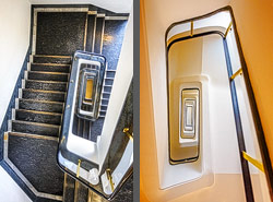 Stiegenhaus/Treppenhaus im Kontorhaus Klosterburg in Hamburg, Deutschland