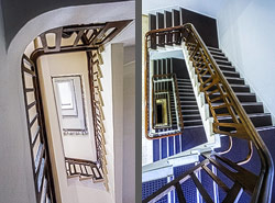 Stiegenhaus/Treppenhaus im Kontorhaus Friedrichshof in Hamburg, Deutschland