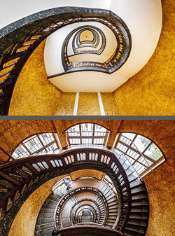 Stiegenhaus/Treppenhaus im Kontorhaus Alstertor in Hamburg, Deutschland