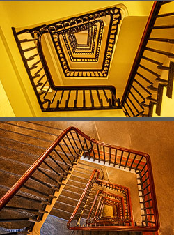 Stiegenhaus/Treppenhaus im Kontorhaus Chilehaus in Hamburg, Deutschland