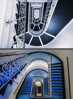 Stiegenhaus/Treppenhaus im Kontorhaus Laeiszhof in Hamburg, Deutschland