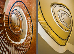 Stiegenhaus/Treppenhaus im Kontorhaus Gehrckenshof in Hamburg, Deutschland