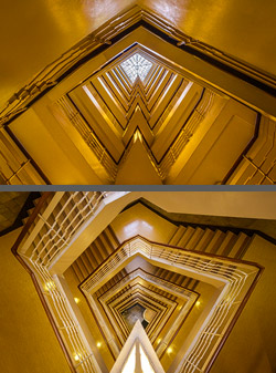 Stiegenhaus/Treppenhaus im Kontorhaus Gotenhof in Hamburg, Deutschland