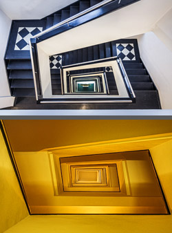 Stiegenhaus/Treppenhaus im Reimershof in Hamburg, Deutschland