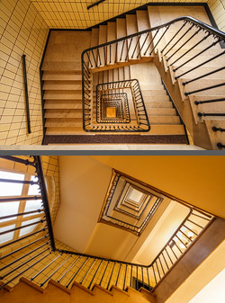 Stiegenhaus/Treppenhaus im Kontorhaus Prien-Haus in Hamburg, Deutschland