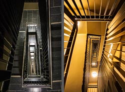 Stiegenhaus/Treppenhaus im 25hours Hotel in Hamburg, Deutschland