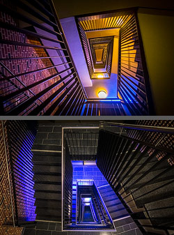 Stiegenhaus/Treppenhaus im 25hours Hotel in Hamburg, Deutschland