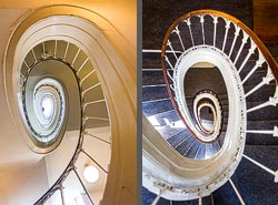 Stiegenhaus/Treppenhaus in einem Wohnhaus in Kopenhagen, D&auml;nemark