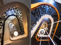 Stiegenhaus/Treppenhaus in einem Wohnhaus in Kopenhagen, D&auml;nemark