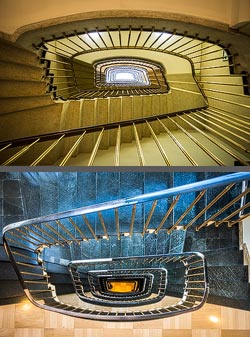 Stiegenhaus/Treppenhaus in einem Bürogebäude in Lausanne, Schweiz