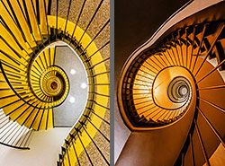 Stiegenhaus/Treppenhaus in der Akademie Handel in München, Deutschland