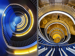 Stiegenhaus/Treppenhaus in der Regierung von Oberbayern in München, Deutschland