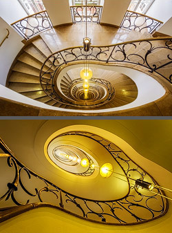 Stiegenhaus/Treppenhaus in der Oberpostdirektion in München, Deutschland