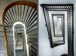 Stiegenhaus/Treppenhaus in der Ludwig-Maximilians-Universit&auml;t in München, Deutschland