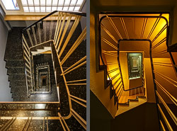 Stiegenhaus/Treppenhaus im Hotel A&O Munich Hauptbahnhof in München, Deutschland