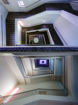 Stiegenhaus/Treppenhaus im Deutschen Museum in München, Deutschland