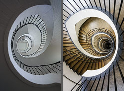 Stiegenhaus/Treppenhaus im Deutschen Museum in München, Deutschland