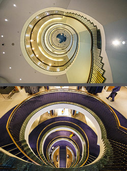 Stiegenhaus/Treppenhaus im Modegeschäft Hirmer in München, Deutschland