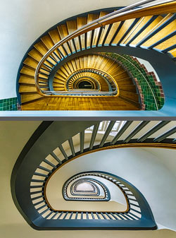 Stiegenhaus/Treppenhaus in einem Bürogebäude in München, Deutschland