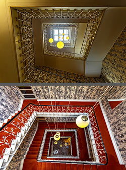 Stiegenhaus/Treppenhaus im Designhotel Stadt Rosenheim in München, Deutschland