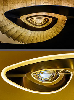 Stiegenhaus/Treppenhaus in einem Wohnhaus in München, Deutschland