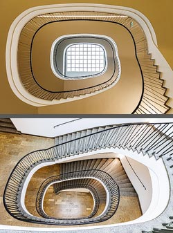 Stiegenhaus/Treppenhaus in der Ludwig-Maximilians-Universität LMU in München, Deutschland