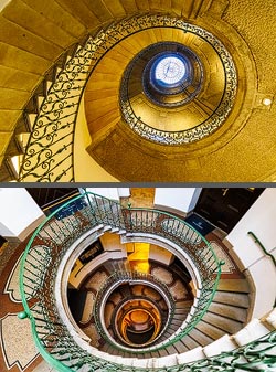 Stiegenhaus/Treppenhaus im Augustiner Keller in München, Deutschland