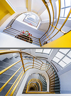 Stiegenhaus/Treppenhaus im Hotel Bologna in Prag, Tschechien