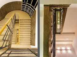 Stiegenhaus/Treppenhaus im Hotel Motel One in Prag, Tschechien