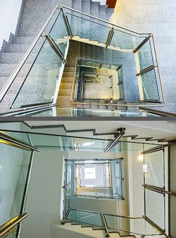 Stiegenhaus/Treppenhaus in einem Bürogebäude in St. Pölten, Österreich