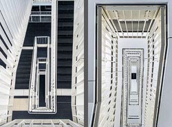 Stiegenhaus/Treppenhaus im Krankenhaus St. Josef in Wien, &Ouml;sterreich