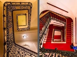 Stiegenhaus/Treppenhaus im historischen Geschäfthaus Wilhelm Neuber's Enkel in Wien, &Ouml;sterreich